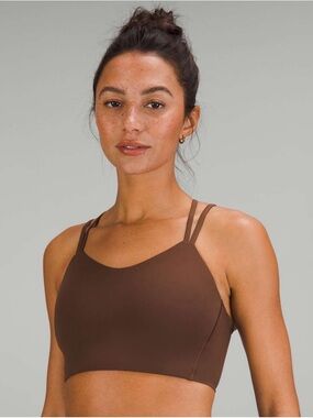 Lululemon Like a Cloud Longline Bra 🤎 Brown | Strappy Back | Est 4 | Soft Yoga